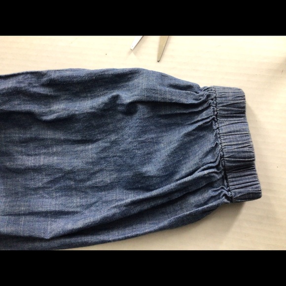 Spoon jeans blue chambray short sleeves drawstring waist jogger women jumpsuit - Picture 4 of 6